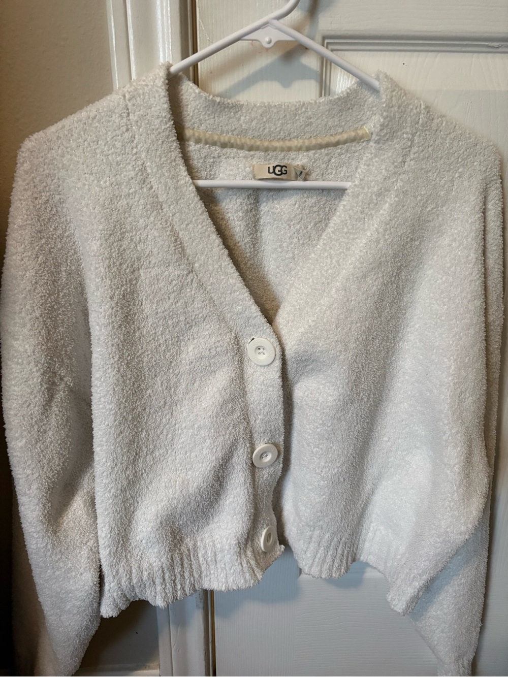 UGG Nyomi Cropped Cardigan Sweater Cream Ivory Size L